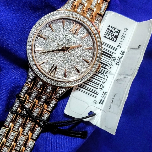 Bulova Phantom 440 Crystals Paved Rose Gold Luxury Women's Watch